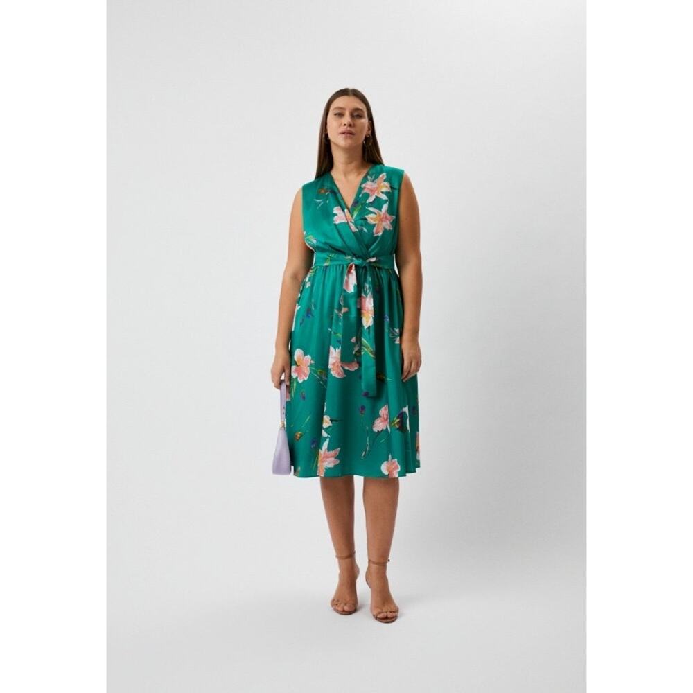 NWT Marina Rinaldi Dora Floral Green Dress Sleeveless Plus sz US 20 Tropical